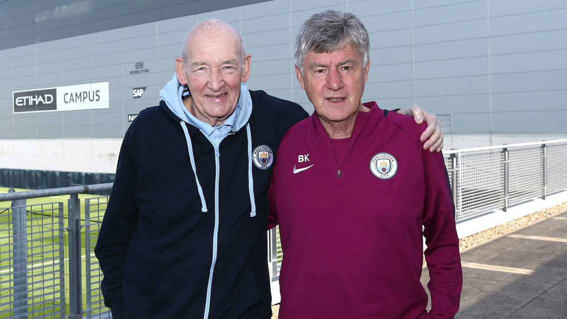 MADE IN MANCHESTER: Bernard and long-serving City assistant coach Brian Kidd - both hugely respected figures in Manchester's football family