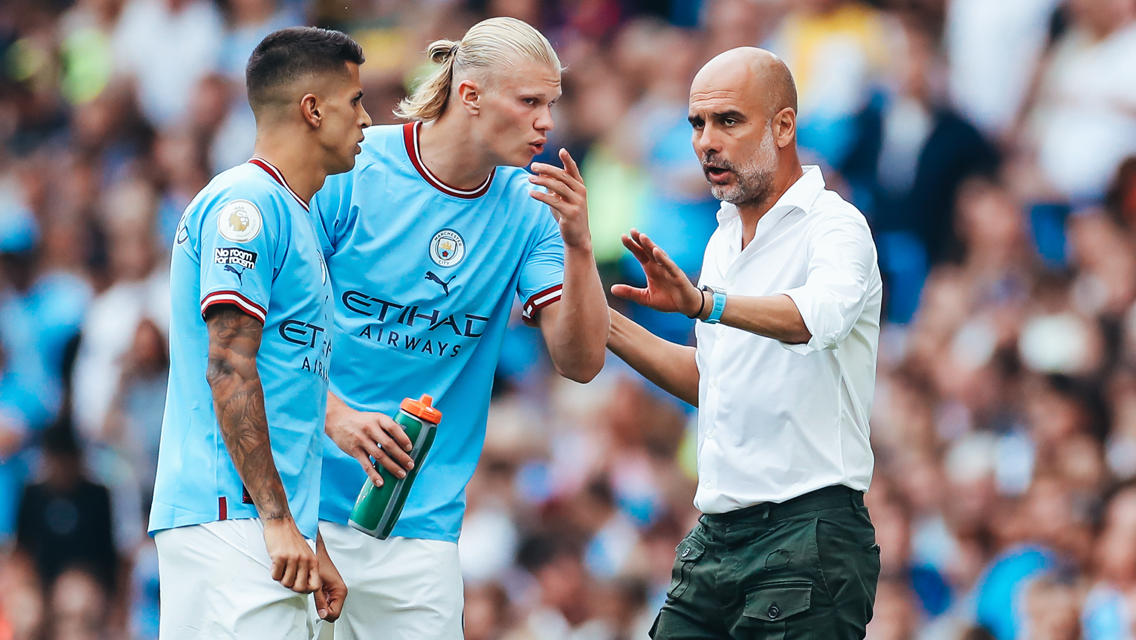 PEP TALK: Instructions for Haaland and Cancelo from the boss.