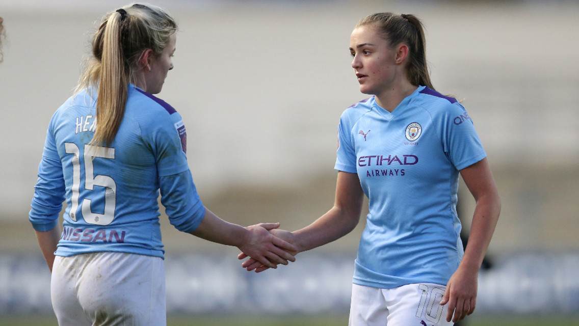 TOGETHER: Lauren Hemp and Georgia Stanway celebrate another big win