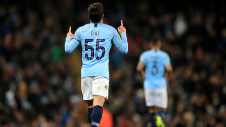 REMEMBER THE NAME: Brahim Diaz scores his first senior goal for City.