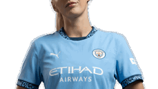 Person in a Manchester City jersey with 'Etihad Airways' sponsor logo and Puma logo visible.