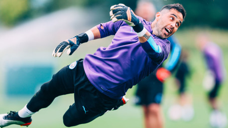FLYING: Claudio Bravo at full-stretch.