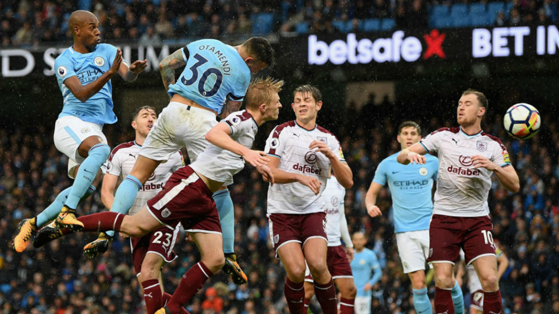 HEAD BOY: Nicolas Otamendi makes it 2-0