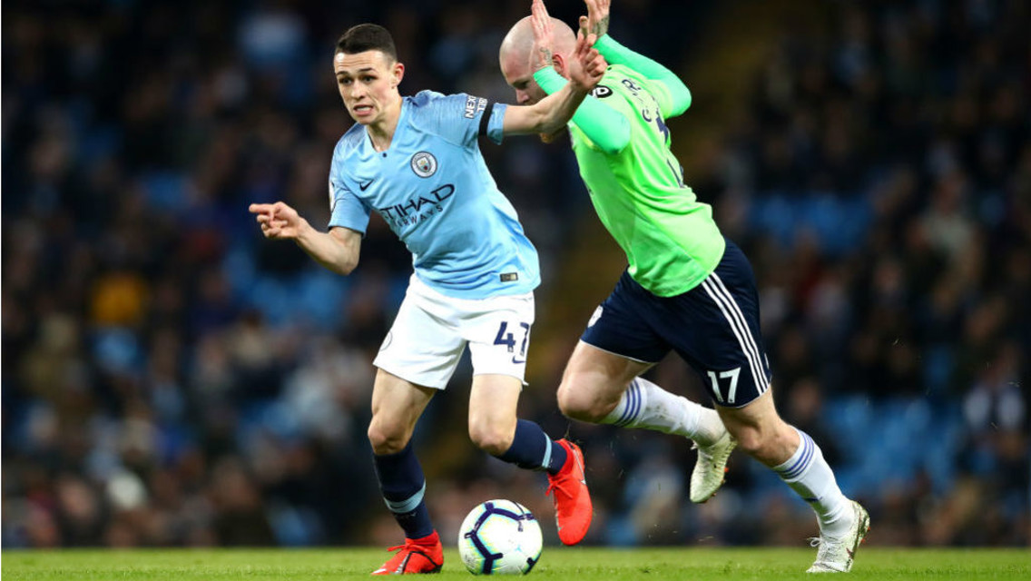 NIGHT TO REMEMBER: Phil Foden was handed his first Premier League start against the Bluebirds