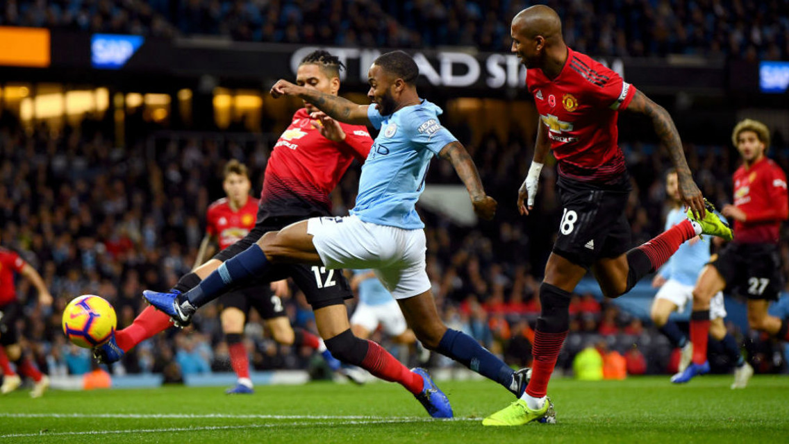 RAZZLE DAZZLE: Raheem Sterling causes panic in the United back-line