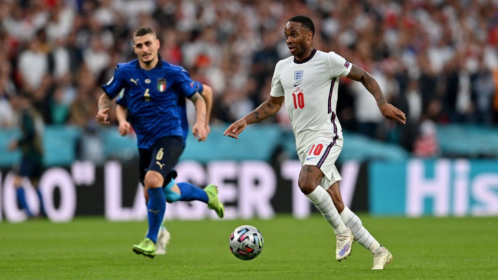 ACTION MAN: Raheem Sterling takes the early fight to Italy