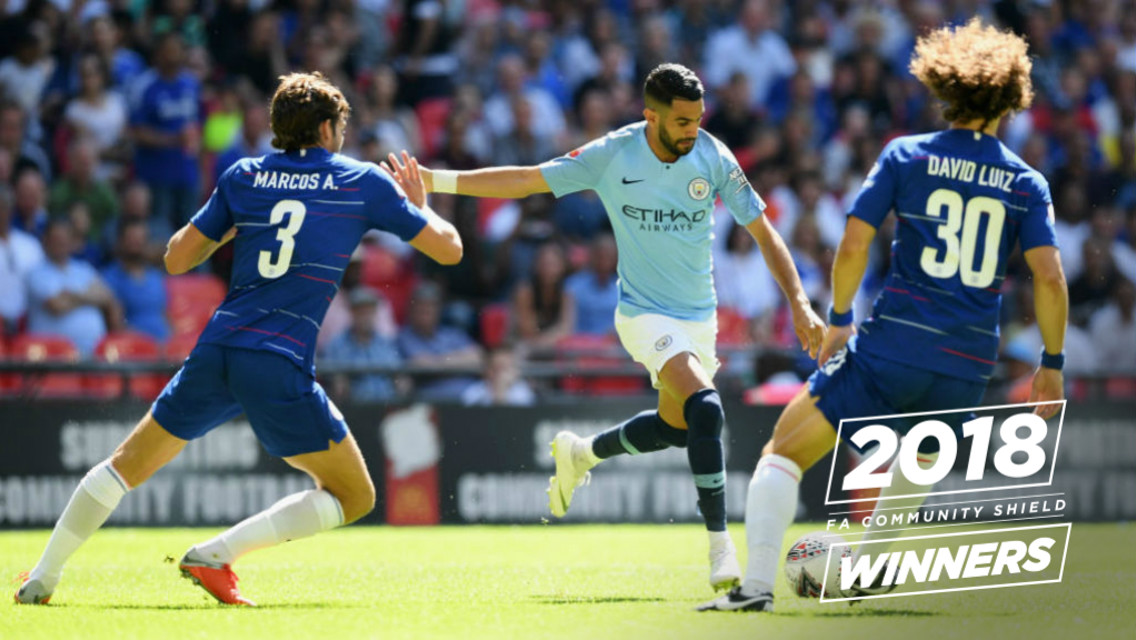 ACTION MAN: Riyad Mahrez looks to fire in a shot on the Chelsea goal